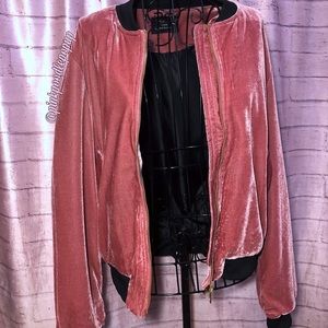 Love Tree Pink Velvet Bomber Jacket NWOT